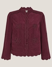 Jimena Floral Corduroy Jacket, Red (BURGUNDY), large