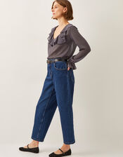 Emmy Sheer Sparkle Frill Blouse, Grey (CHARCOAL), large