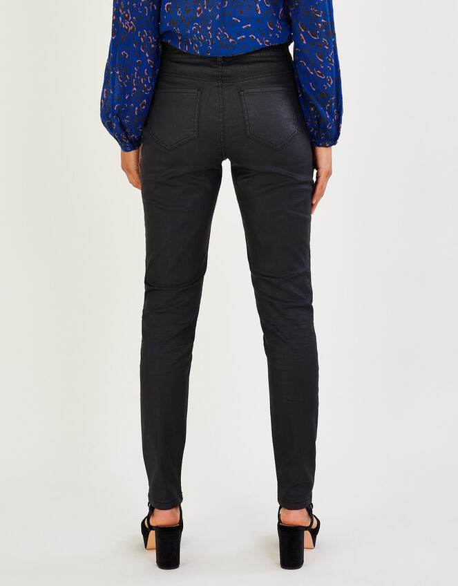 Coated Denim Skinny Jeans, Black (BLACK), large