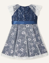 Baby Sanchia Sequin Floral Dress, Blue (NAVY), large