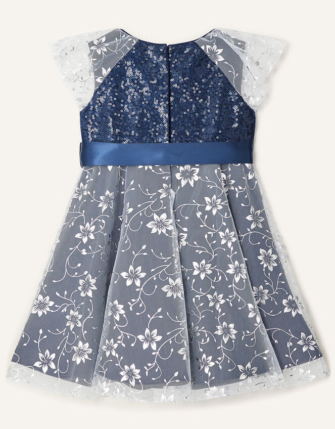 Baby Sanchia Sequin Floral Dress, Blue (NAVY), large