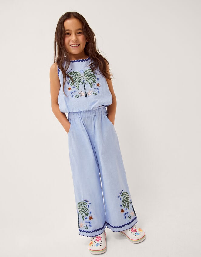 Monsoon x Charlie Taylor Embroidered Top & Pants Set, Blue (BLUE), large
