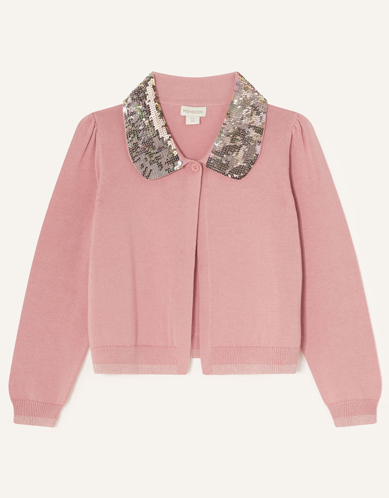 Sequin Collar Cardigan Pink