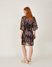 Sloan Sequin Short Dress in Recycled Polyester, Black (BLACK), large