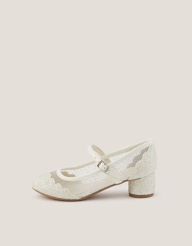 Annabelle Glitter Mesh Heels, Ivory (IVORY), large