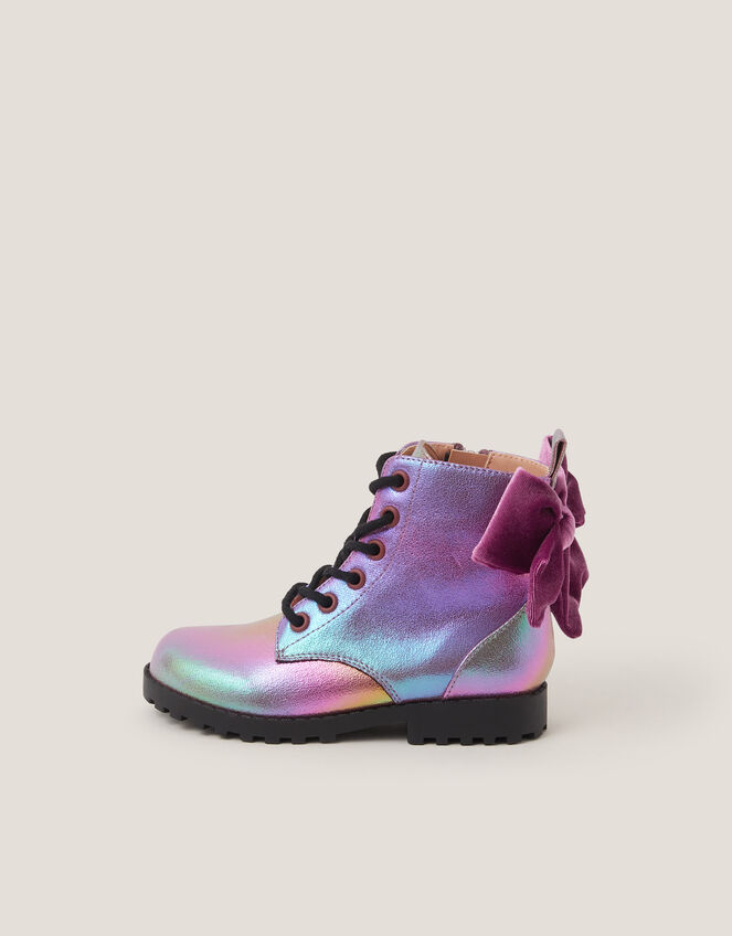 Rainbow Lace Up Boots, Pink (PINK), large
