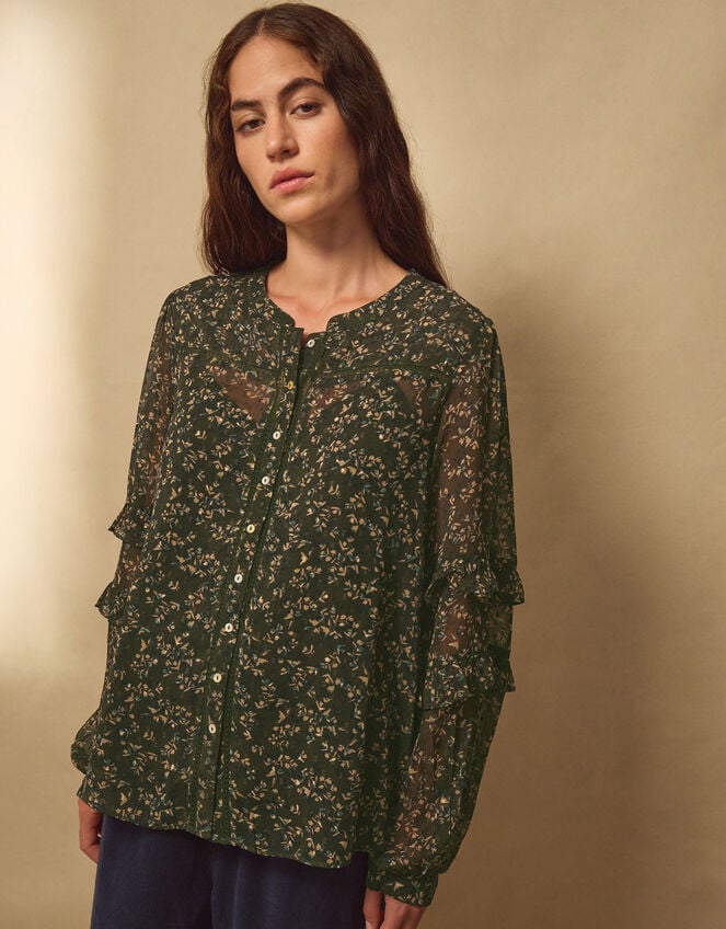 East Ellis Floral Print Blouse, Green (GREEN), large