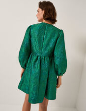 Jolene Floral Jacquard Mini Dress, Green (GREEN), large