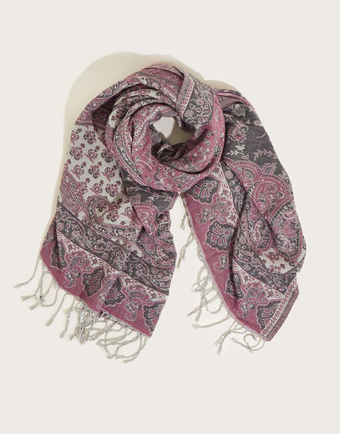 Paisley Print Jacquard Scarf, , large