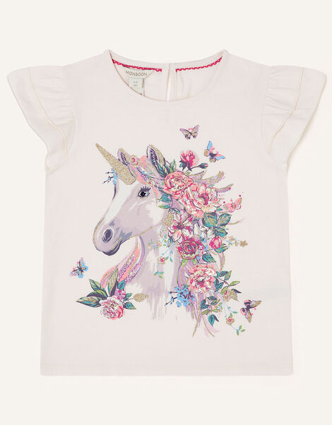 Unicorn Flower Short Sleeve T-Shirt Pink, Pink (PINK), large