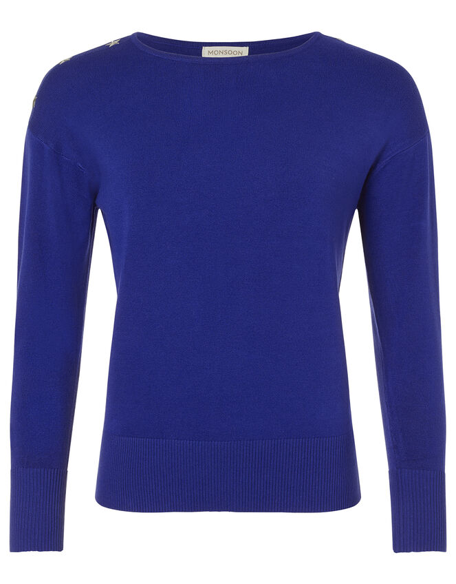 Star Stud Knit Jumper, Blue (COBALT), large