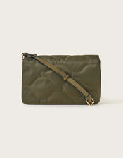 Quilted Nylon Cross-Body Bag, Green (KHAKI), large