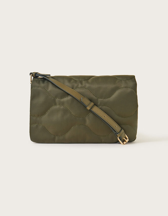 Quilted Nylon Cross-Body Bag, Green (KHAKI), large
