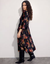 East Lucille Velvet Midi Dress, Black (BLACK), large