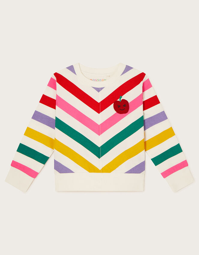 Rainbow Stripe Crew Neck Jumper, Blue (BLUE), large