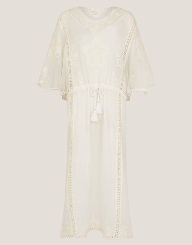 Lena Embroidered Kaftan Dress, White (WHITE), large