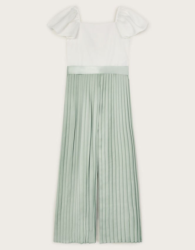 Satin Pleated Jumpsuit, Green (GREEN), large