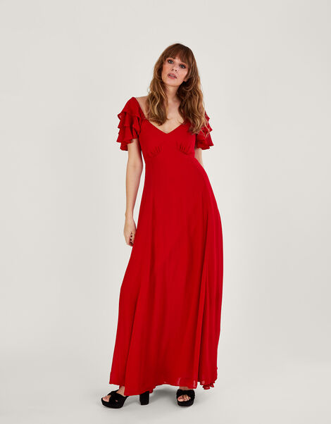 Gracie Maxi Dress in Sustainable Viscose, Red (RED), large
