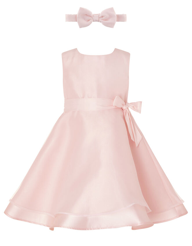 Baby Organza Dress and Bando Set, Pink (DUSKY PINK), large
