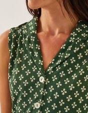 Daisey Geometric Sleeveless Top, Green (KHAKI), large