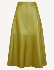Pippa Faux Leather Midi Skirt, Green (OLIVE), large
