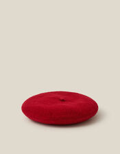 Velvet Bow Beret, Red (RED), large