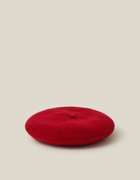 Velvet Bow Beret, Red (RED), large