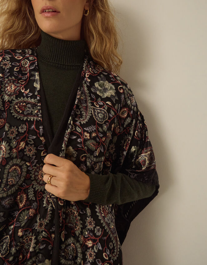 Regan Paisley Devor&eacute; Fringe Poncho, , large