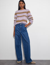 Simone Stripe Sweater, Purple (LILAC), large