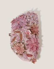 Bloom Floral Embellished Clutch Bag, Pink (PINK), large