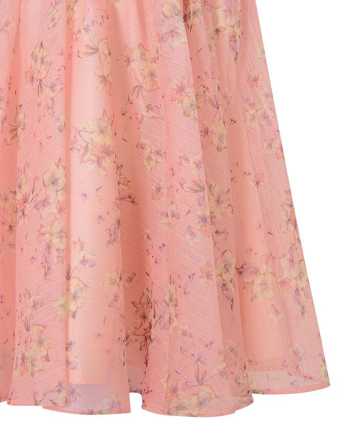 Baby Floral Pleated Chiffon Dress, Pink (PALE PINK), large