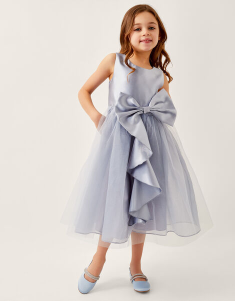 Waterfall Bow Tulle Dress , Blue (PALE BLUE), large