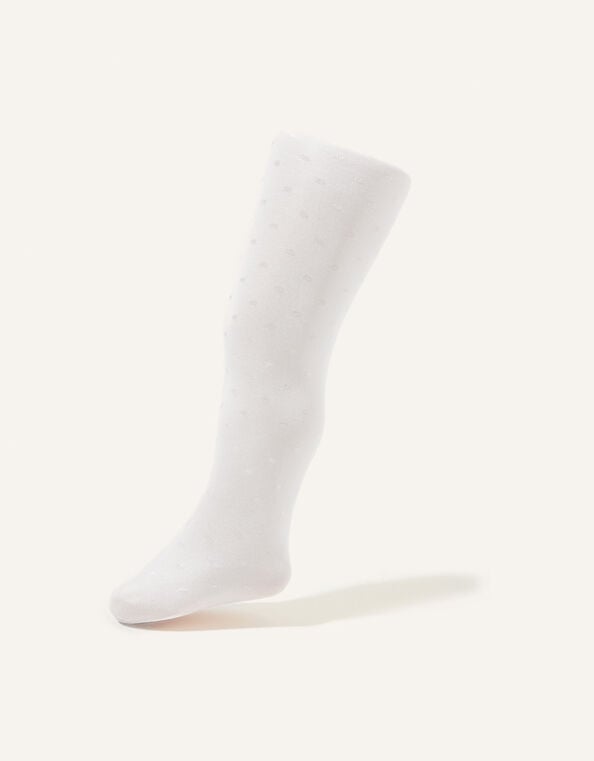 Baby 35 Denier Bridal Spot Tights, White (WHITE), large