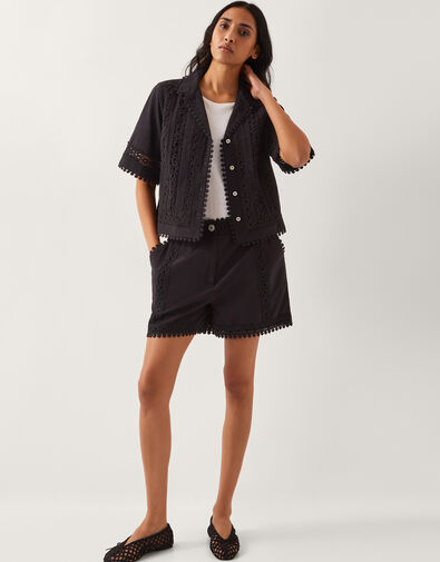 Irina High-Waisted Lace Shorts, Black (BLACK), large