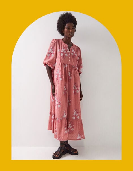 East Nadine Embroidered Midi Smock Dress, Multi (MULTI), large