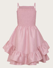 Clariska Smocked Taffeta Prom Dress, Pink (PINK), large