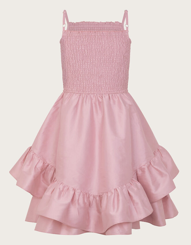 Clariska Smocked Taffeta Prom Dress, Pink (PINK), large