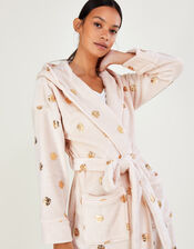 Spot Foil Hooded Dressing Gown, Ivory (IVORY), large