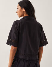 Irina Short Sleeve Lace Shirt, Black (BLACK), large