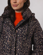 Rino and Pelle Leopard Print Coat, Brown (BROWN), large