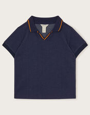 Contrast Trim Polo Top, Blue (NAVY), large