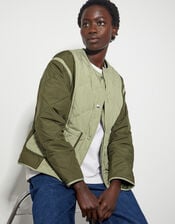 Lulu Quilted Two-Tone Jacket, Green (KHAKI), large