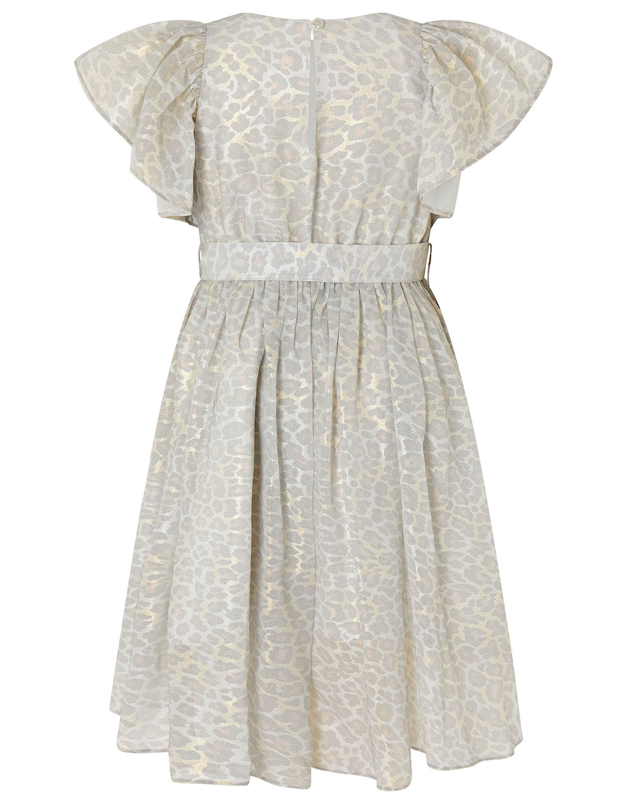 Grey flutter sleeve dress clearance
