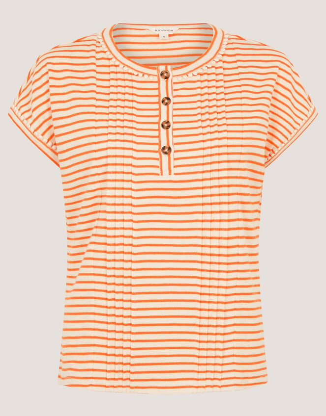 Selena Stripe Jersey T-Shirt, Ivory (IVORY), large
