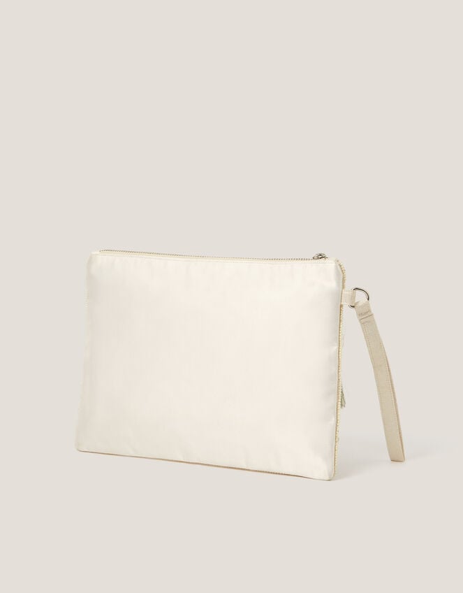 Febe Floral Embellished Tassel Pouch, , large