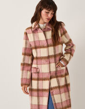 Colbie Brushed Check Coat, Pink (PINK), large