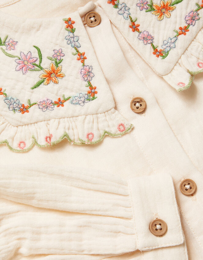 Floral Embroidered Collar Blouse, Ivory (IVORY), large