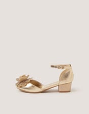 Embellished Flower Two Part Heels, Gold (GOLD), large