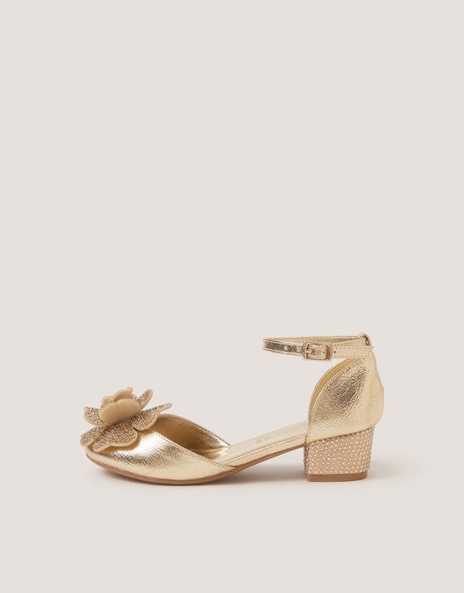 Embellished Flower Two Part Heels, Gold (GOLD), large