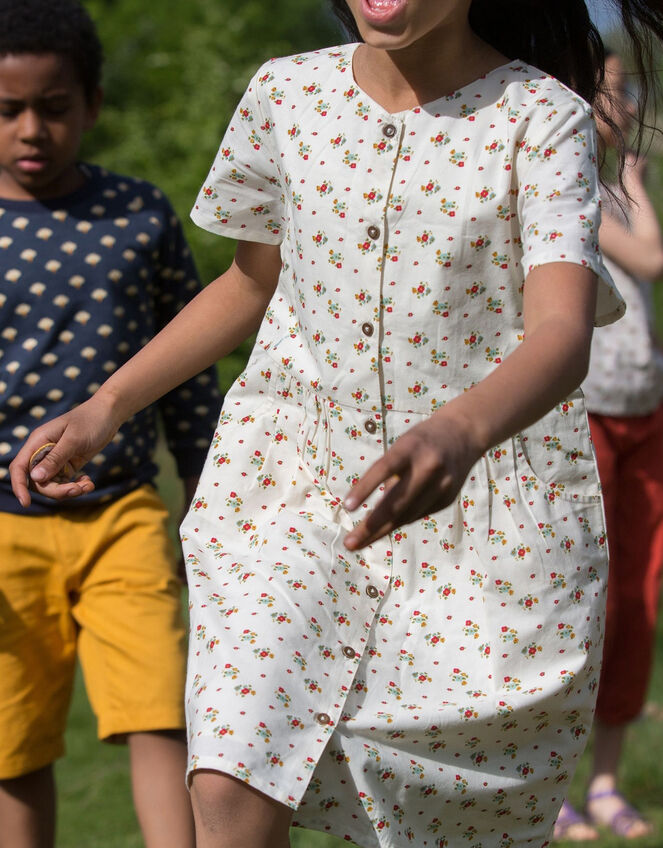 Little Green Radicals Spring Flowers Button Through Dress, Multi (MULTI), large